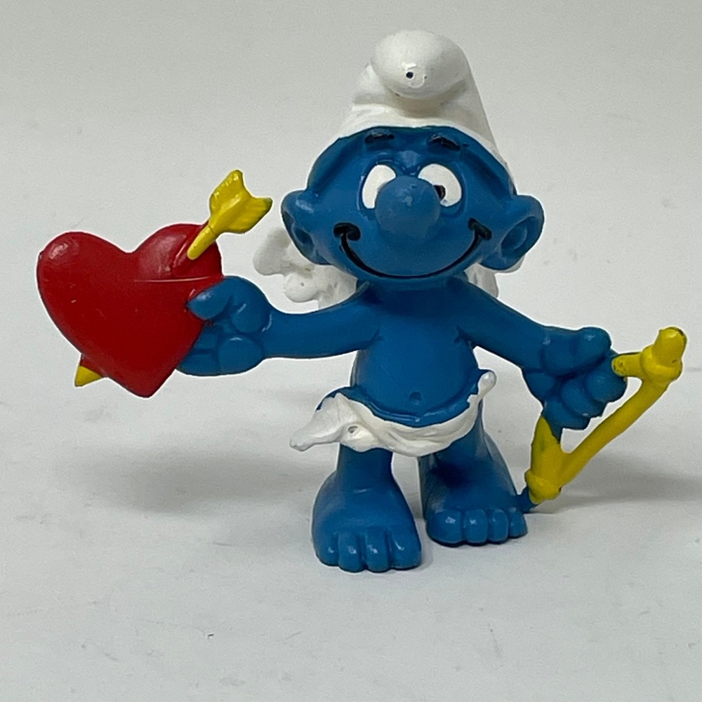 Vintage 1981 Schleich Smurf Cupid Figure Peyo 20138 Made in Portugal PVC Toy